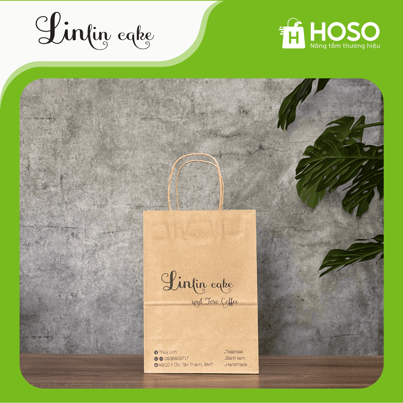 HOSO - Giải pháp bao bì túi giấy kraft toàn diện 37 Linlin cake
